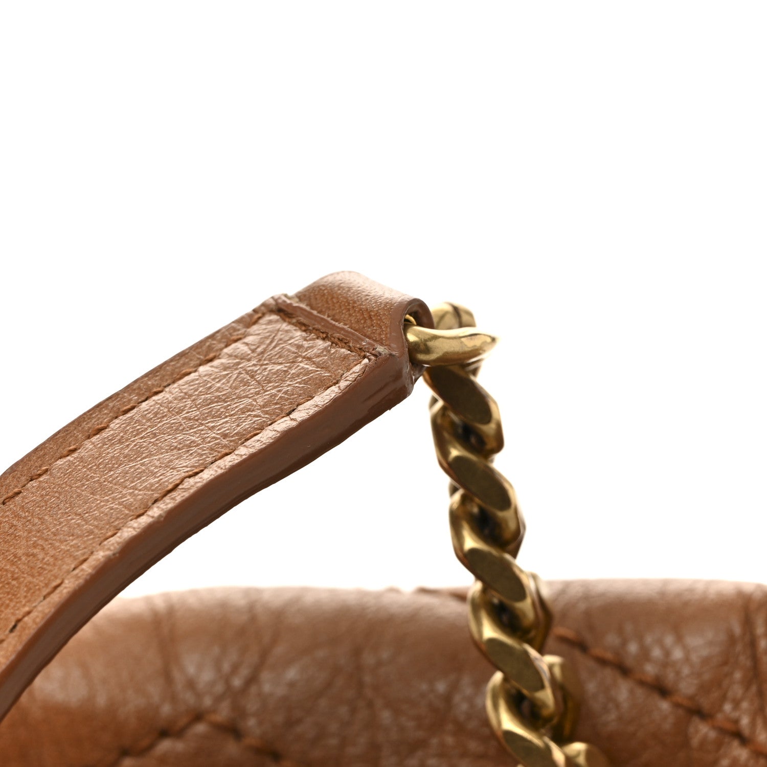 Saint Laurent Crinkled Calfskin Matelasse Monogram Medium Niki Chain Satchel Caramel 16 of 17