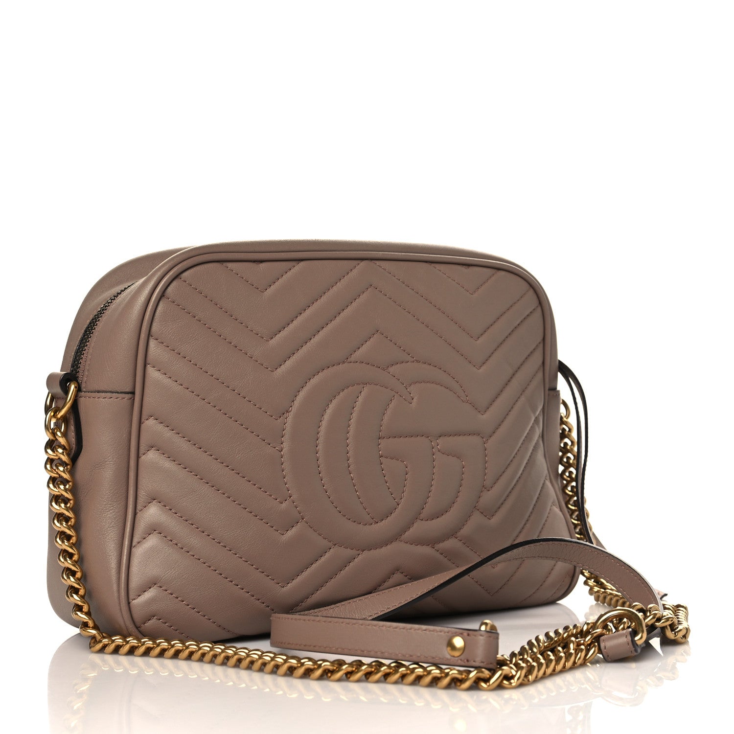 Gucci Calfskin Matelasse Medium GG Marmont Chain Shoulder Bag Porcelain Rose 3 of 7