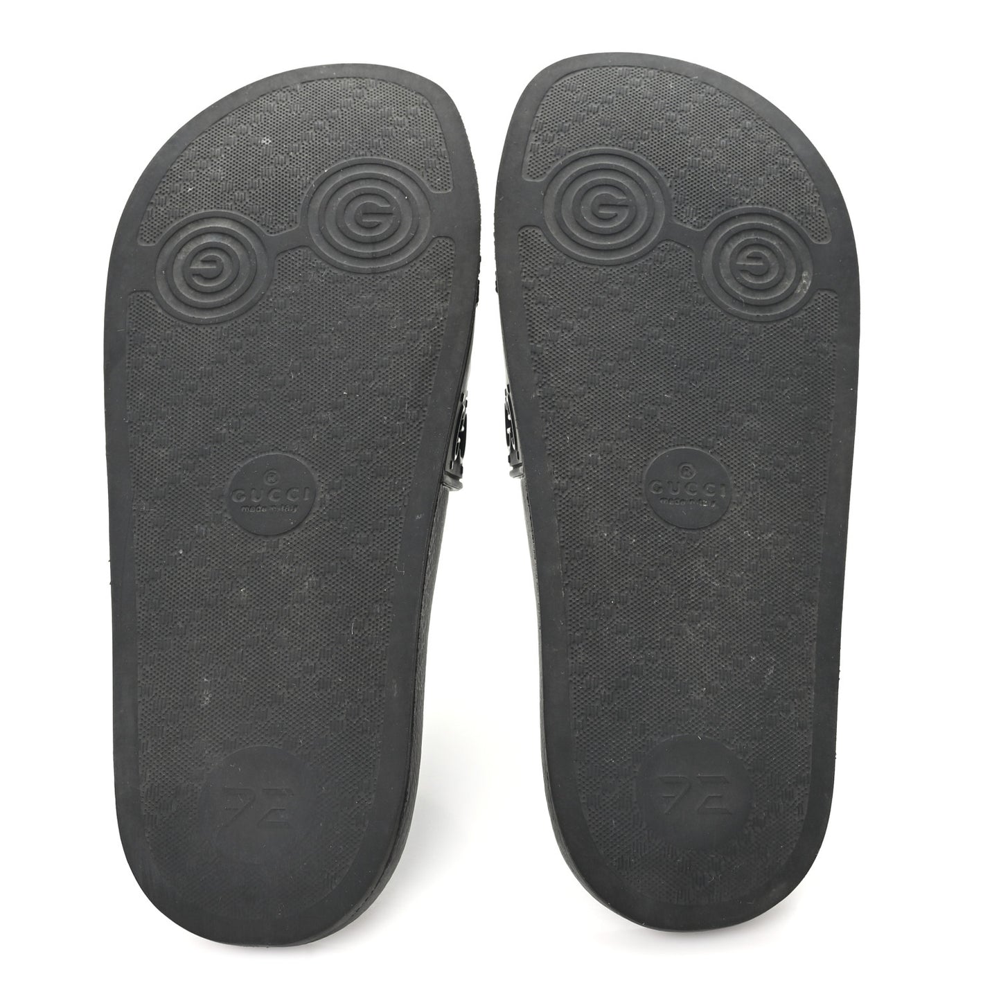Rubber GG Monogram Perforated Womens Slide Sandals 37 Black
