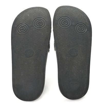 Gucci Rubber GG Monogram Perforated Womens Slide Sandals 37 Black 6 of 8