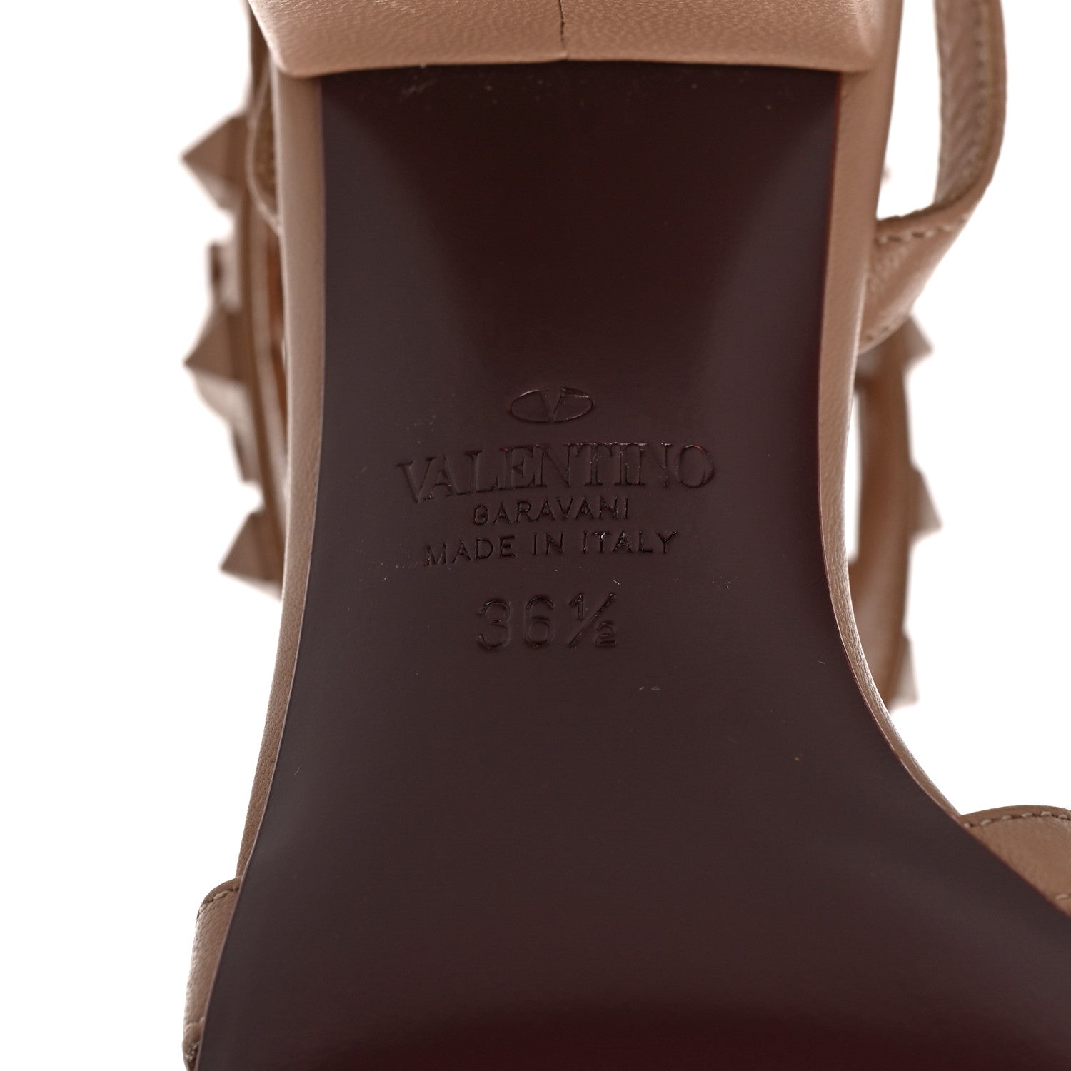 Valentino Garavani Calfskin Lacquered Monochrome Rockstud Flair Ankle Wrap 45mm Sandals 36.5 Rose Cannelle 6 of 9