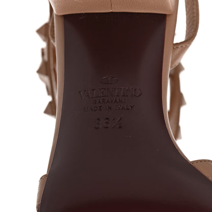 Valentino Garavani Calfskin Lacquered Monochrome Rockstud Flair Ankle Wrap 45mm Sandals 36.5 Rose Cannelle 6 of 9