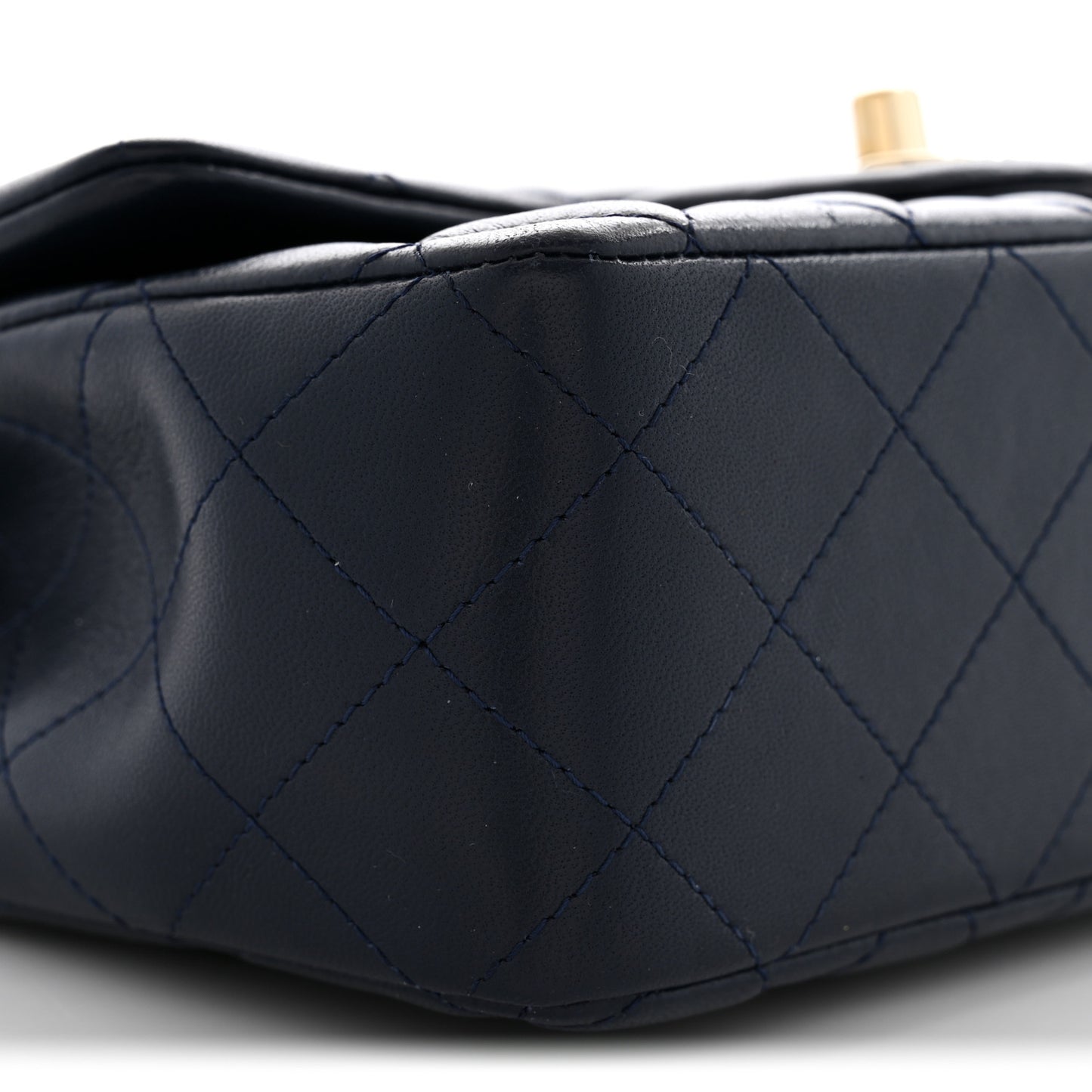 Lambskin Quilted Mini Rectangular Flap Dark Navy Blue