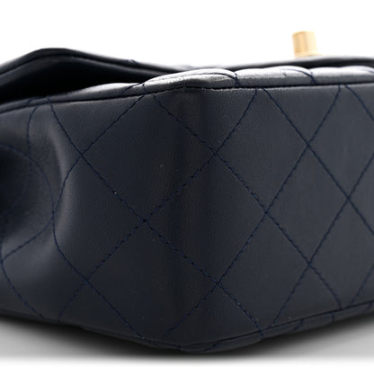 Chanel Lambskin Quilted Mini Rectangular Flap Dark Navy Blue 9 of 11