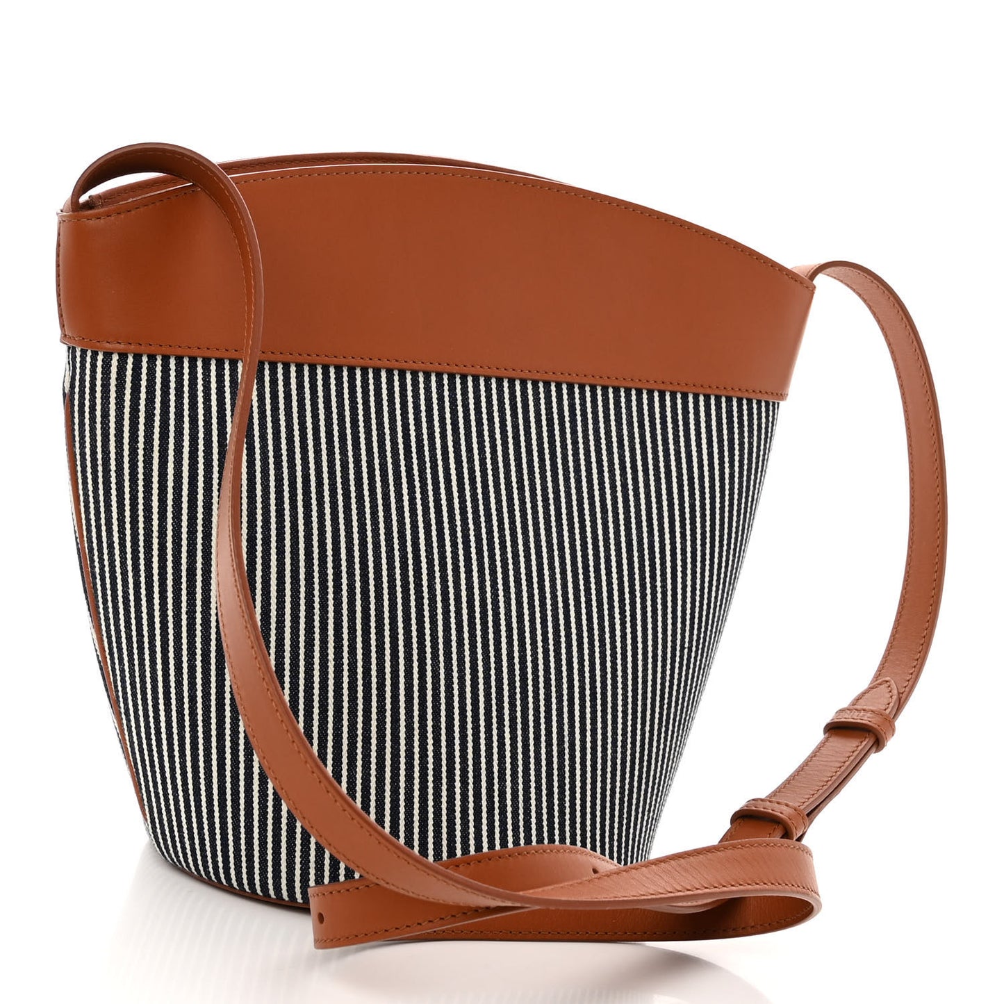 Textile Calfskin Crecy Bucket Bag Blue Tan