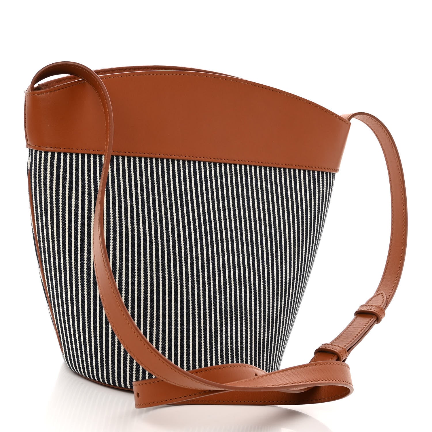 Celine Textile Calfskin Crecy Bucket Bag Blue Tan 3 of 9