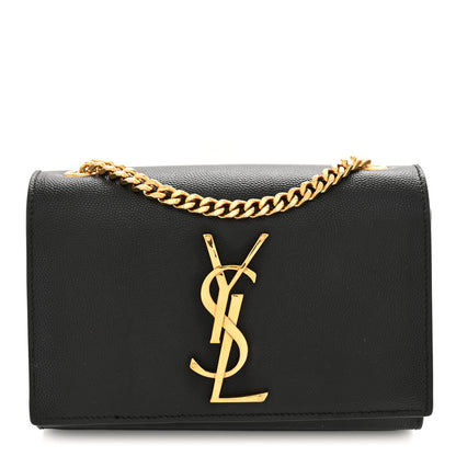 Saint Laurent Grain De Poudre Small Classic Monogram Kate Satchel Black 1 of 10