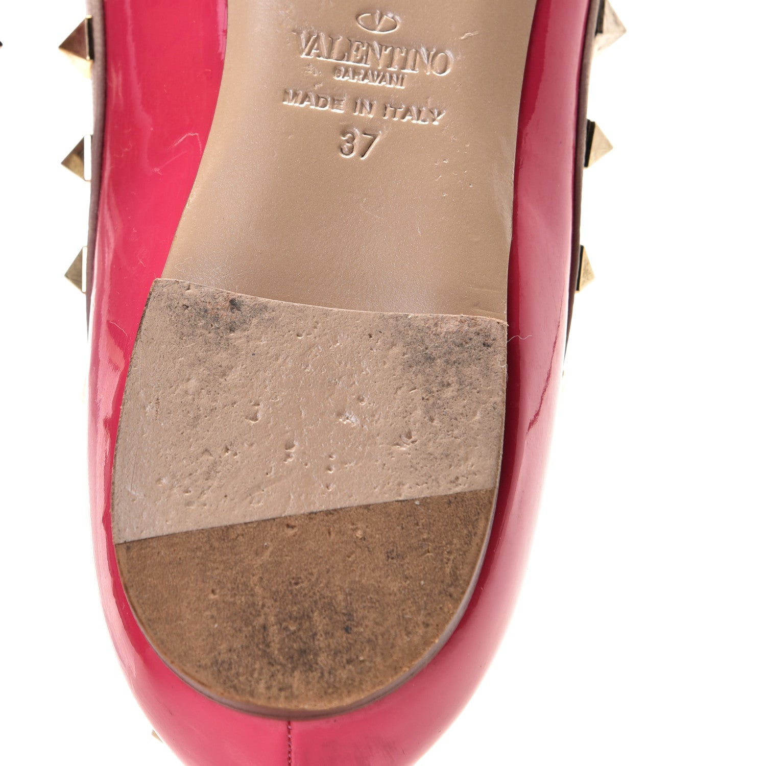 Valentino Garavani Patent Nappa Rockstud Ballerina Flats 37 Framboise Poudre 13 of 15