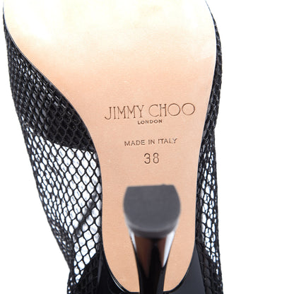 Jimmy Choo Mesh Patent Kix 100 Boots 38 Black 6 of 7