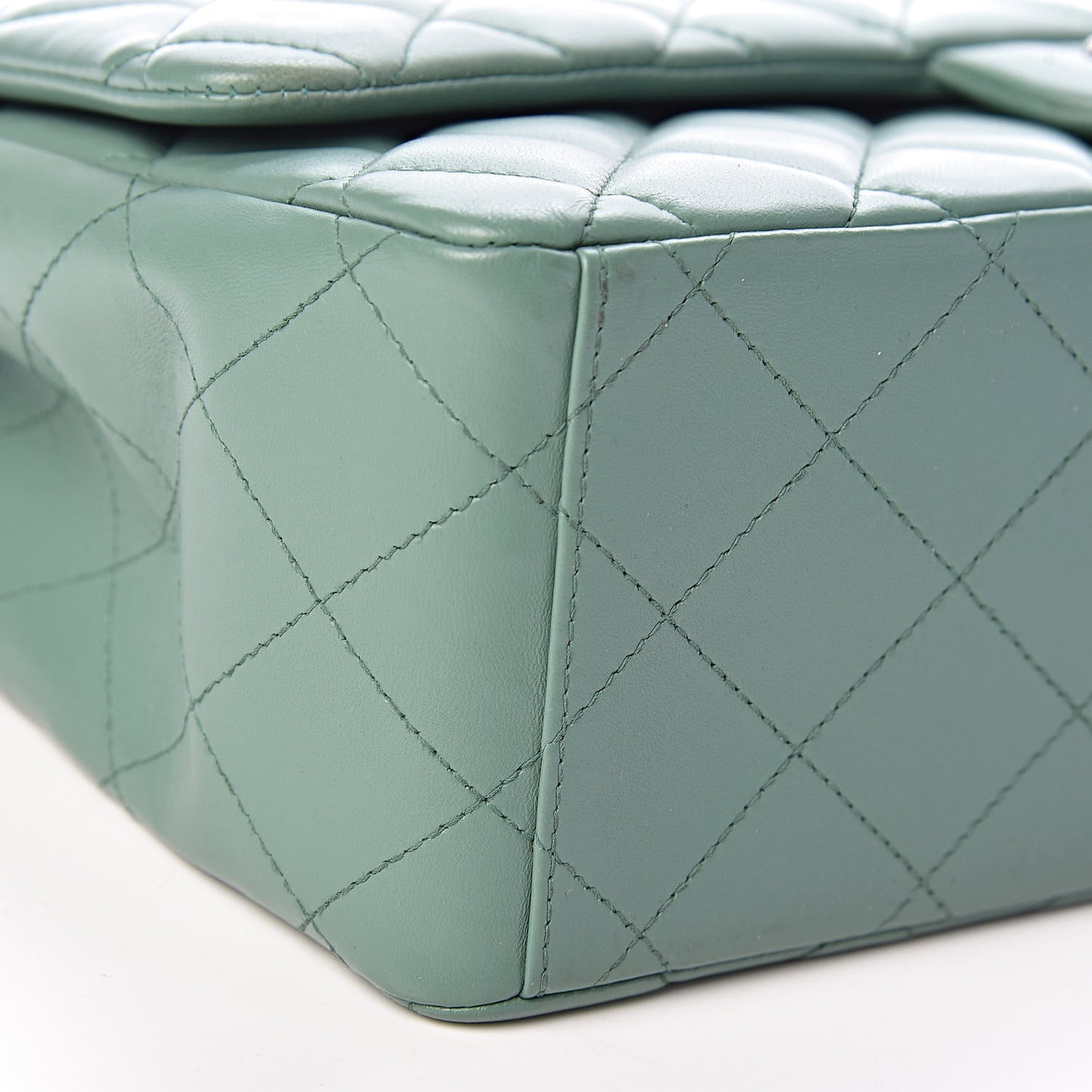 Lambskin Quilted Maxi Single Flap Green