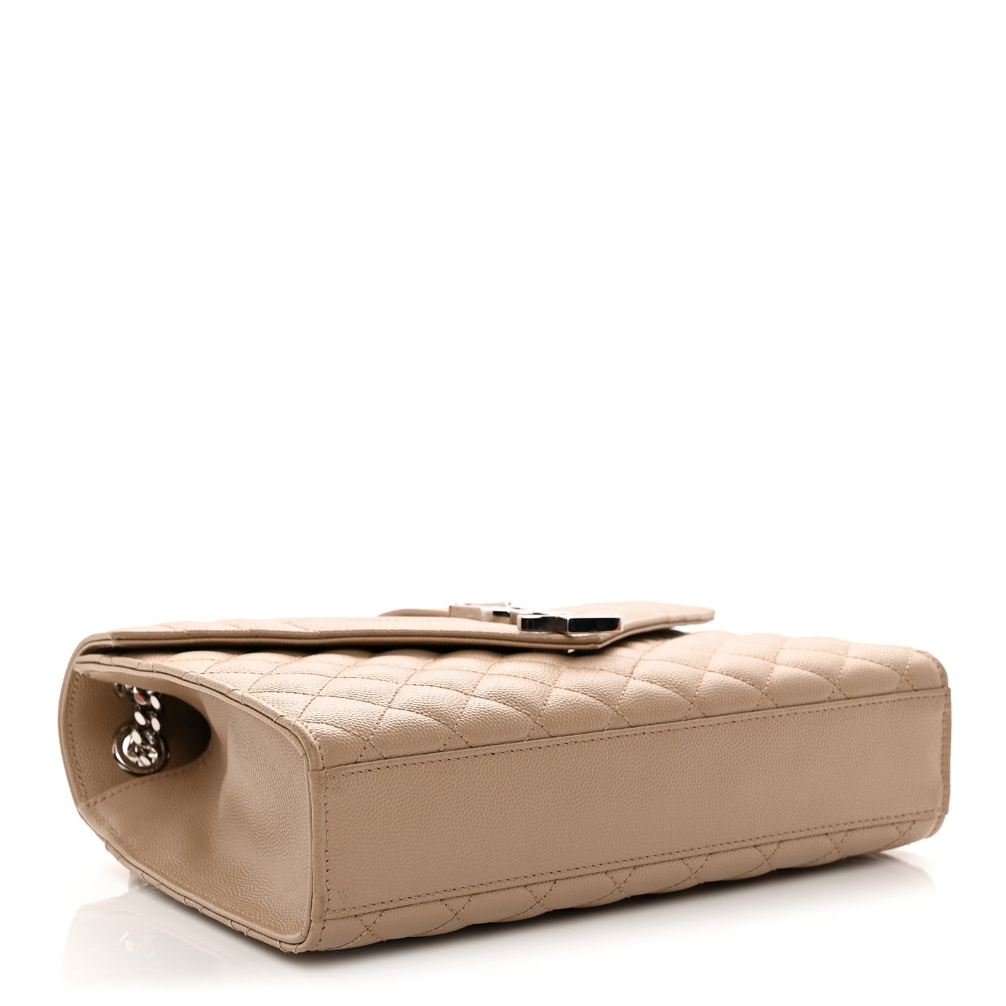 Grain De Poudre Textured Mixed Matelasse Medium Triquilt Monogram Satchel Dark Beige