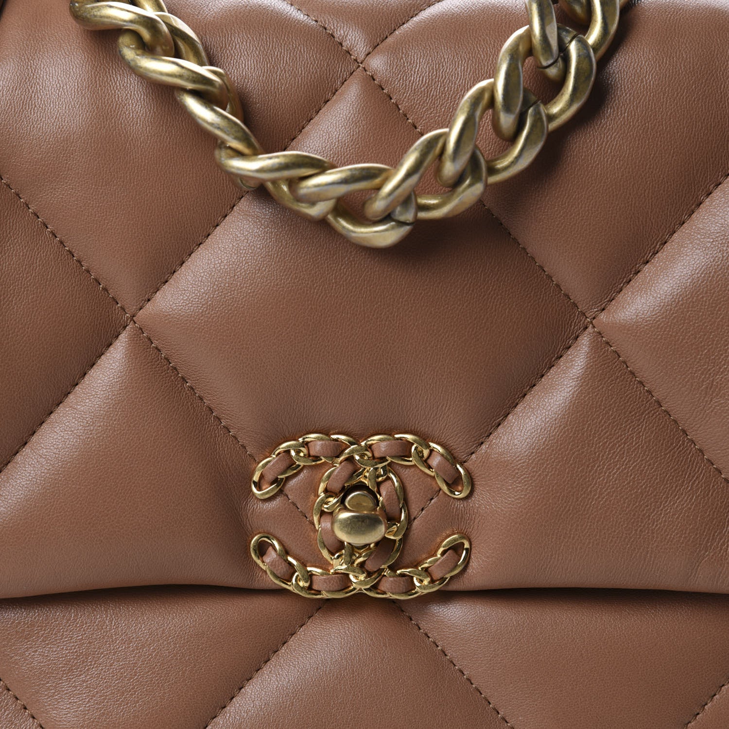 Chanel Lambskin Quilted Large 19 Flap Brown 10 of 10