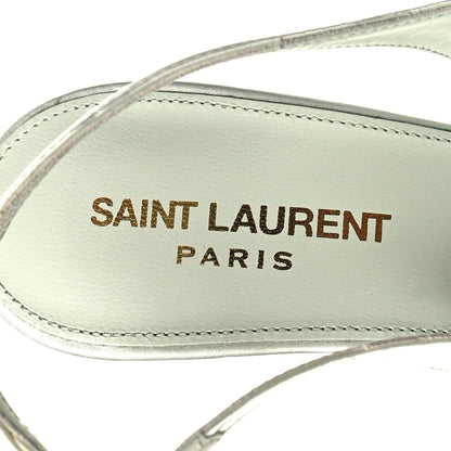 Saint Laurent Crepe Satin Blanco Feathered Sandals 37.5 Slight 37.5 Green 8 of 10