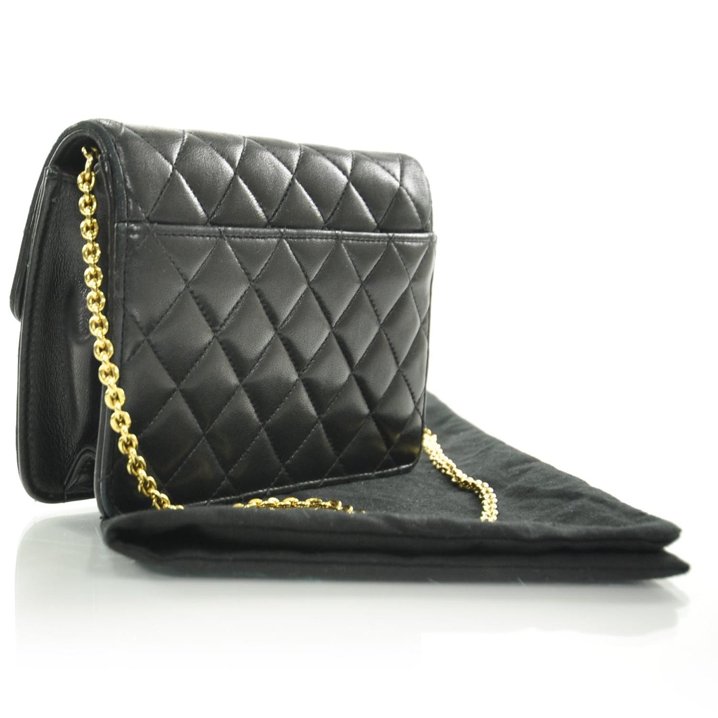 Lambskin Quilted Evening Flap Black