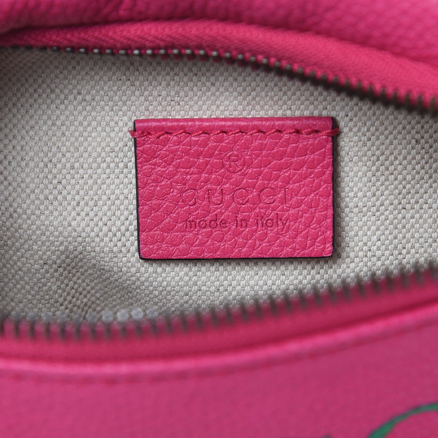 Gucci Grained Calfskin Small Logo Belt Bag Box Pink Green 6 of 7