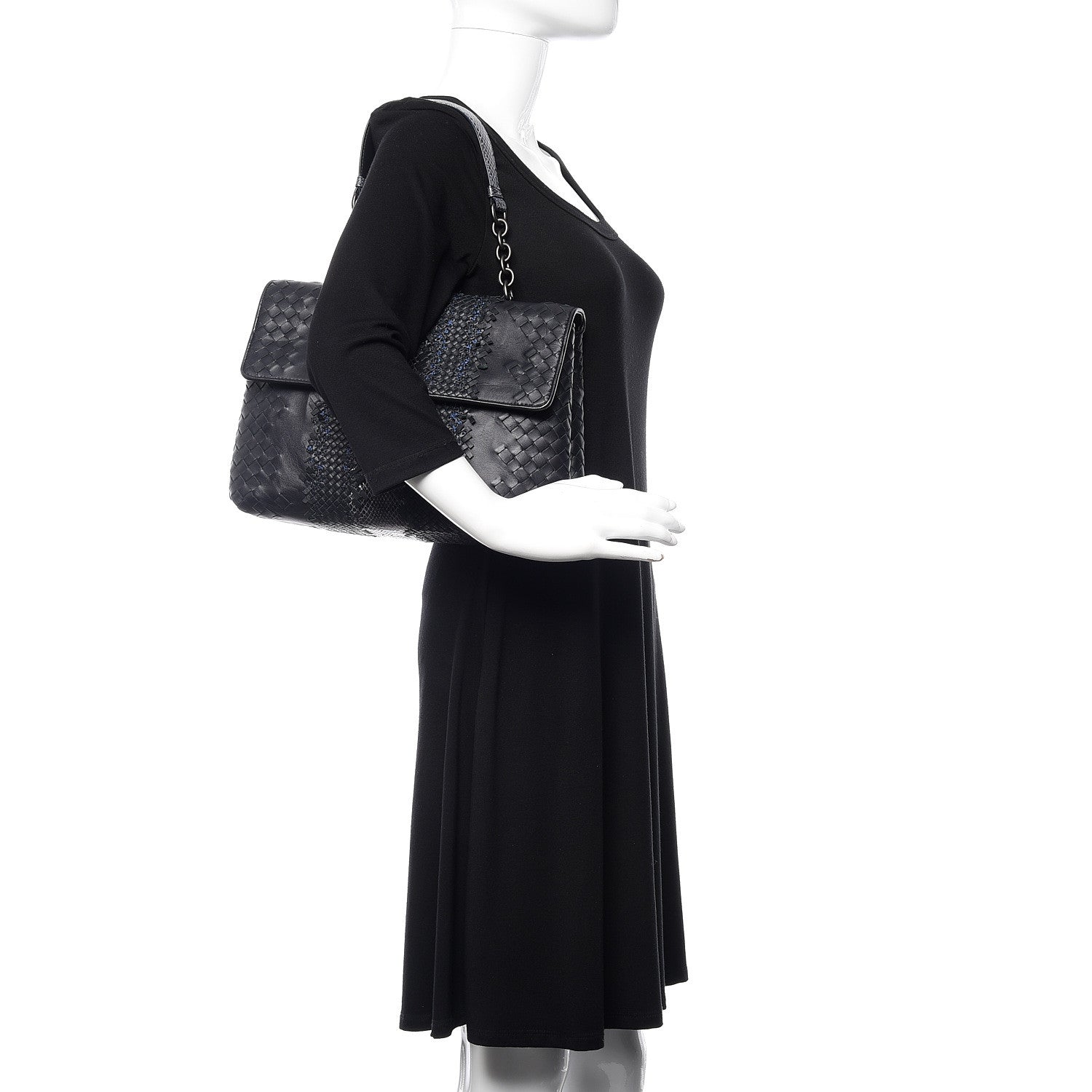 Bottega Veneta Nappa Ayers Intrecciato Top Handle Bag Black Light Grey 2 of 11