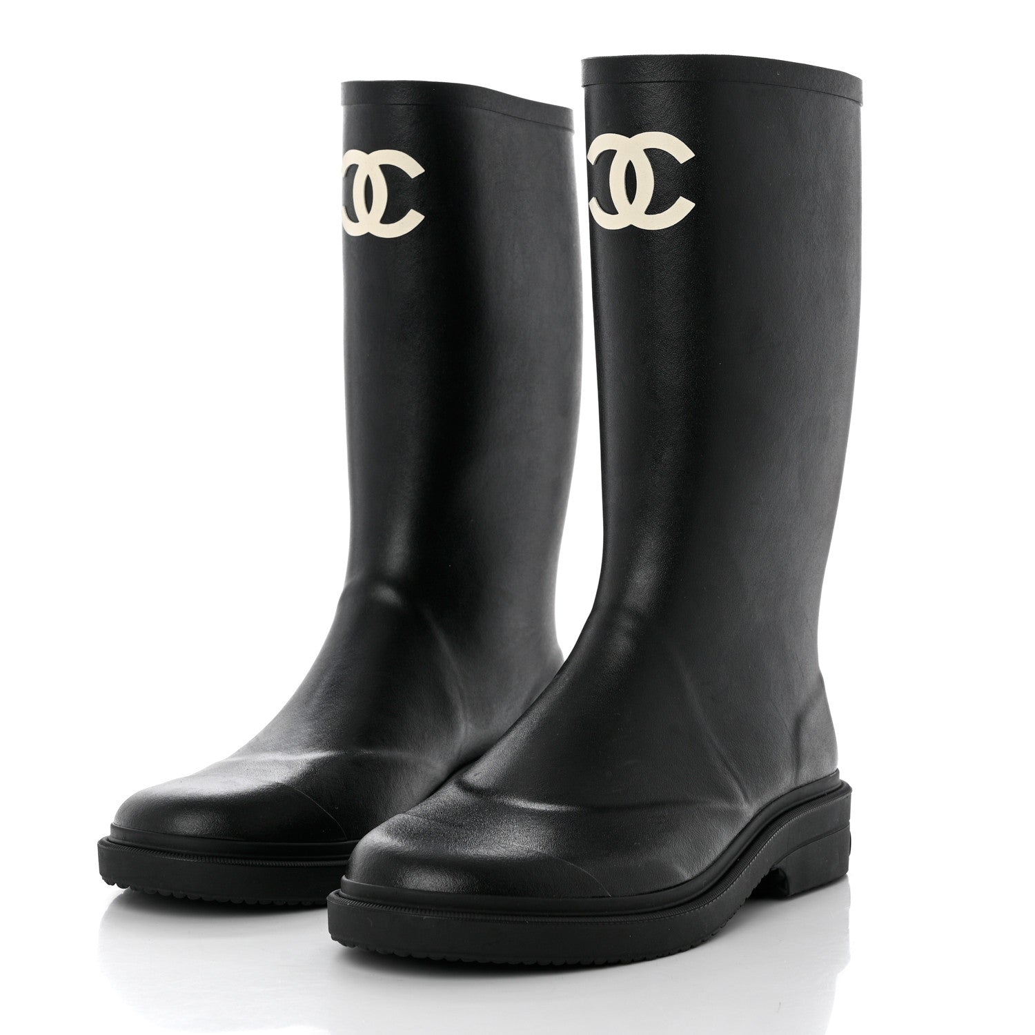 Chanel Caoutchouk CC High Boots 42 Black 3 of 7