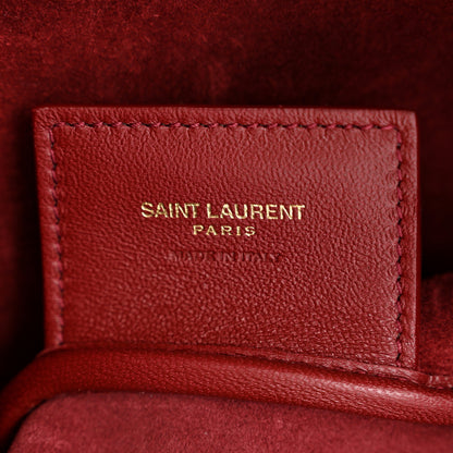 Saint Laurent Smooth Calfskin Paris VII Large Flat Hobo Red 7 of 10