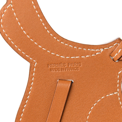 Hermes Veau Butler Paddock Selle Horse Saddle Bag Charm Natural Sable 3 of 4