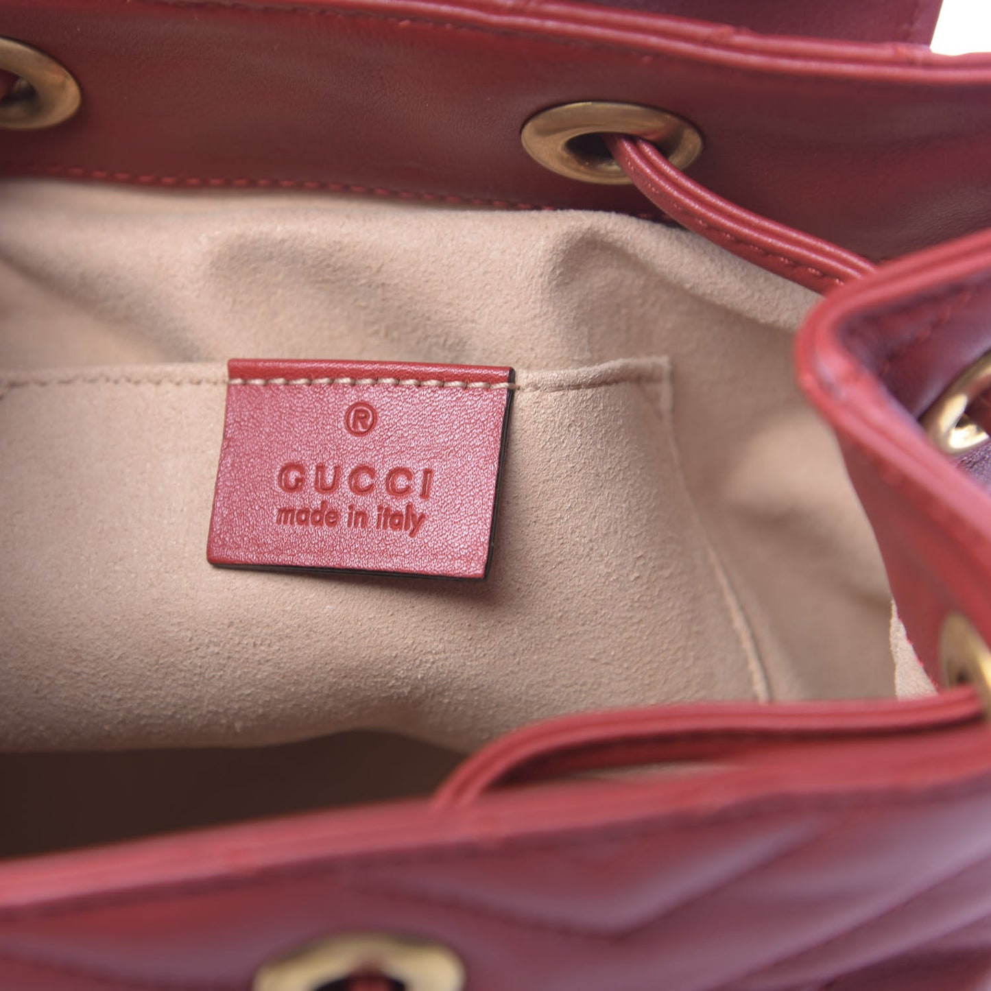 Calfskin Matelasse GG Marmont Flap Backpack Hibiscus Red