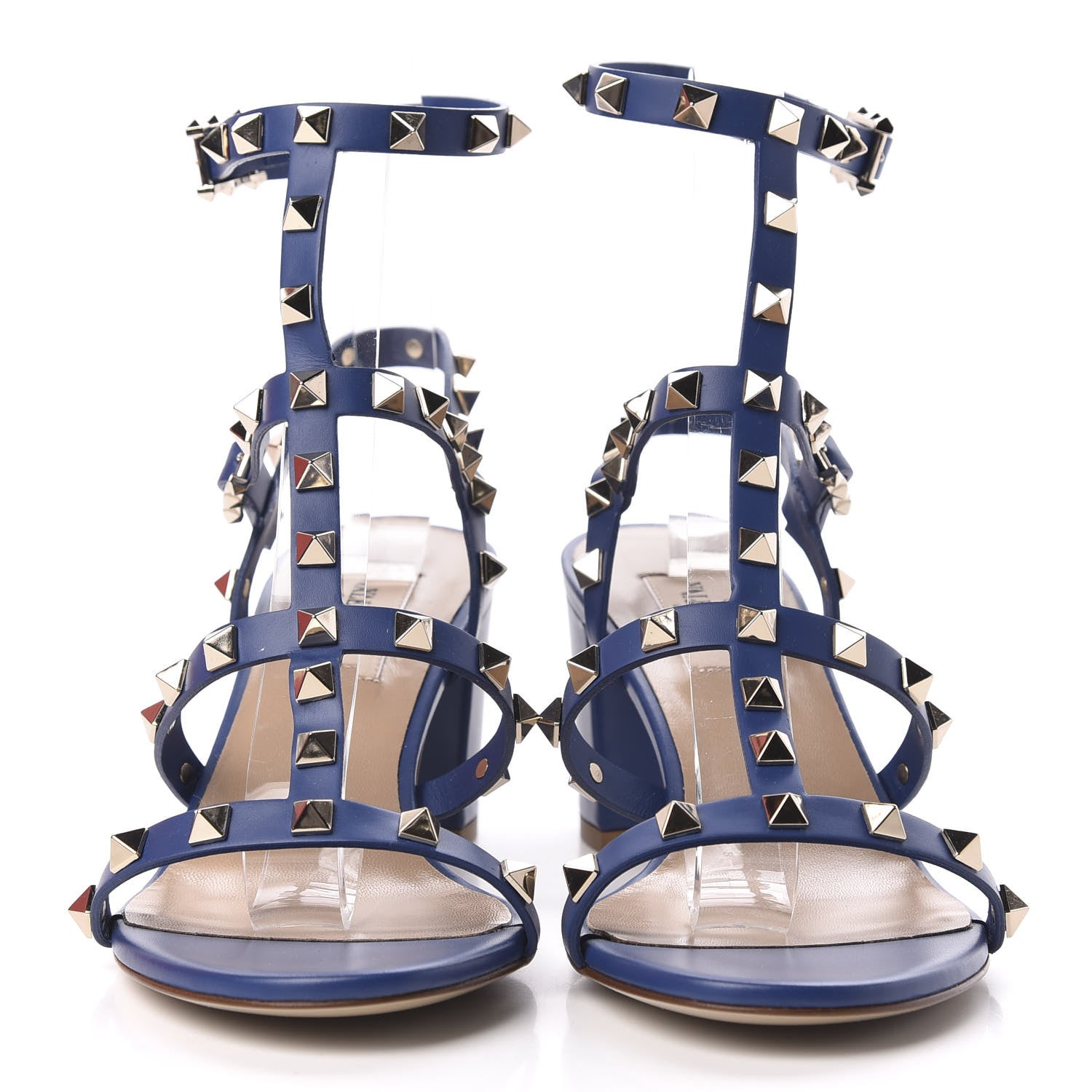 Valentino Garavani Calfskin Rockstud 60mm City Sandals 38 Blue 3 of 8
