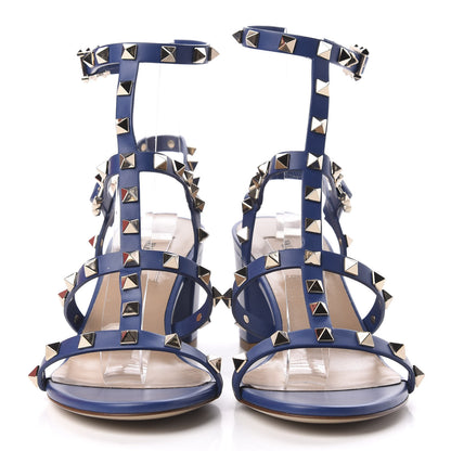 Valentino Garavani Calfskin Rockstud 60mm City Sandals 38 Blue 3 of 8