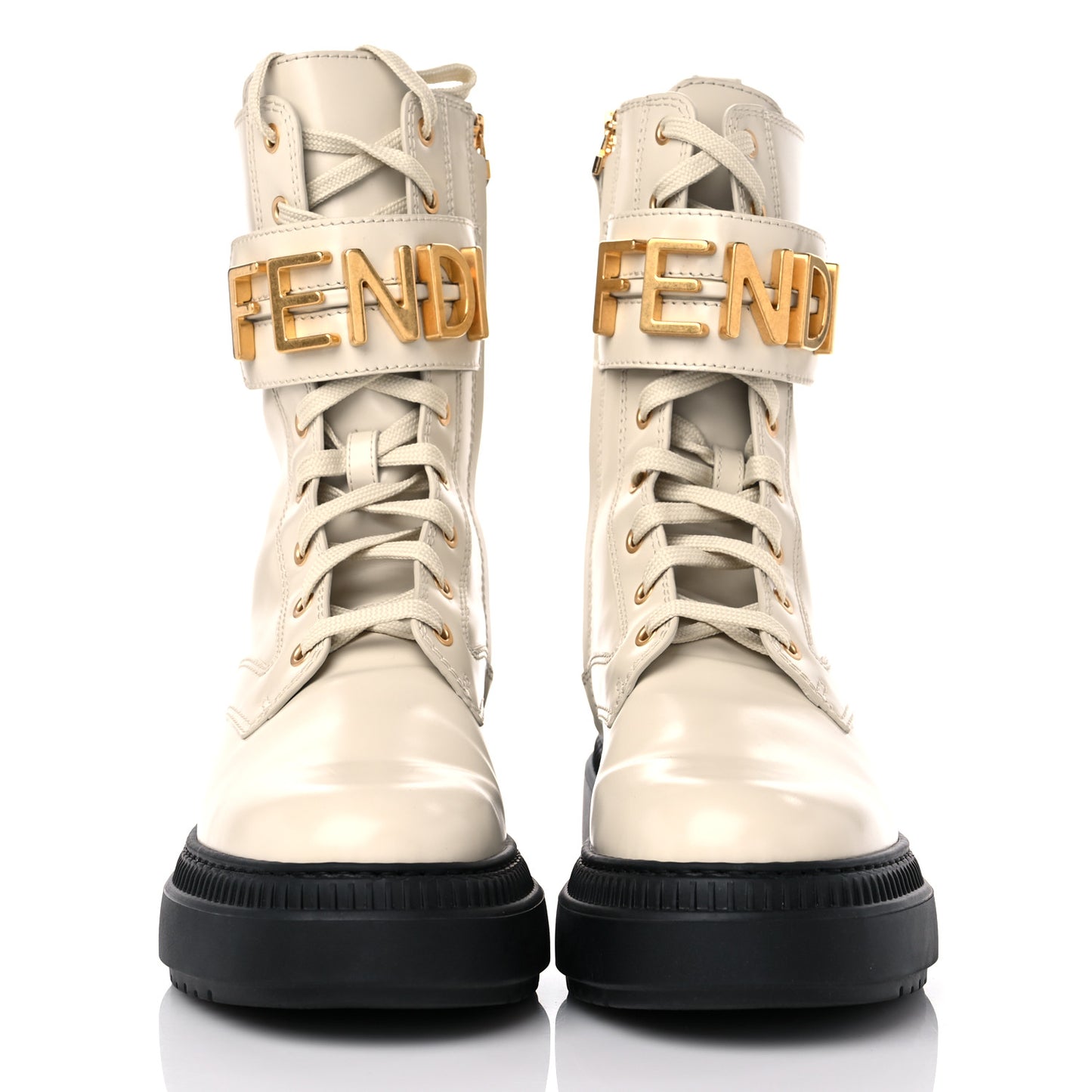 Vitello Abrasivato Fendigraphy 50mm Biker Boots 39 White