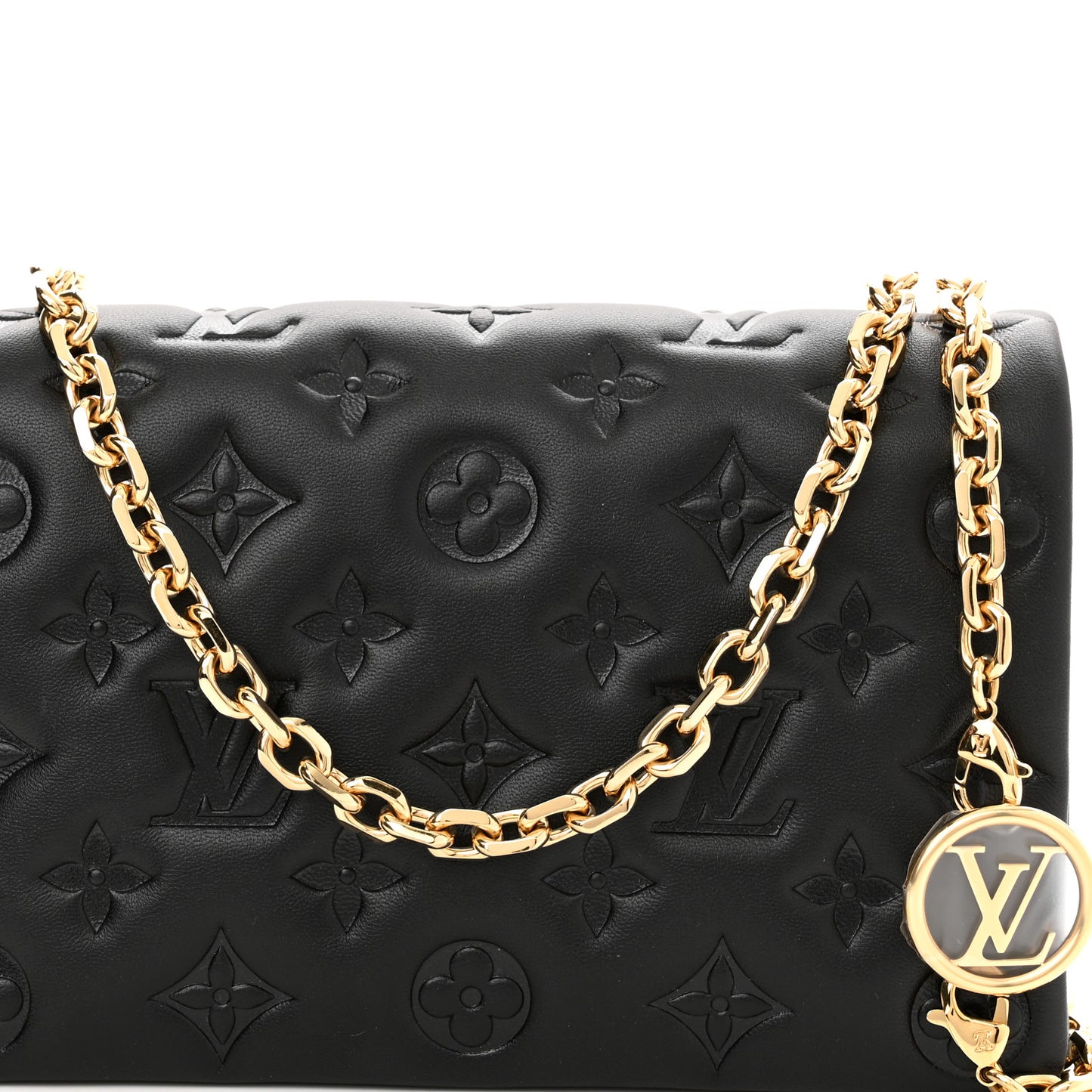 Lambskin Embossed Monogram Pochette Coussin Black