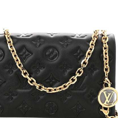 Louis Vuitton Lambskin Embossed Monogram Pochette Coussin Black 7 of 11
