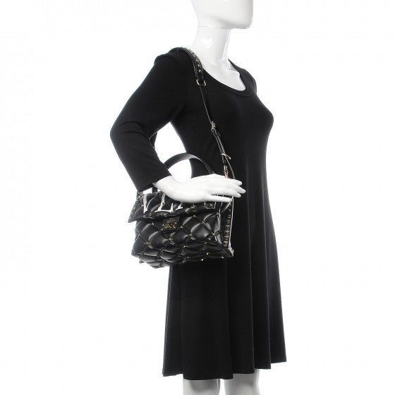 Valentino Garavani Lambskin VLTN Print Candystud Top Handle Bag Black 2 of 7