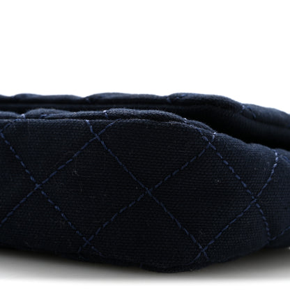 Chanel Canvas Quilted CC Cruise East West Flap Clutch Navy Blue 10 of 12