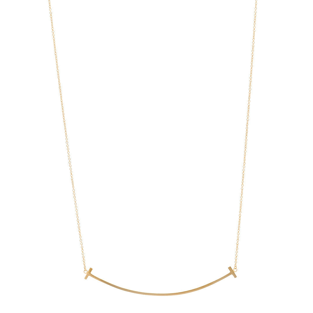 18K Yellow Gold Large T Smile Pendant Necklace