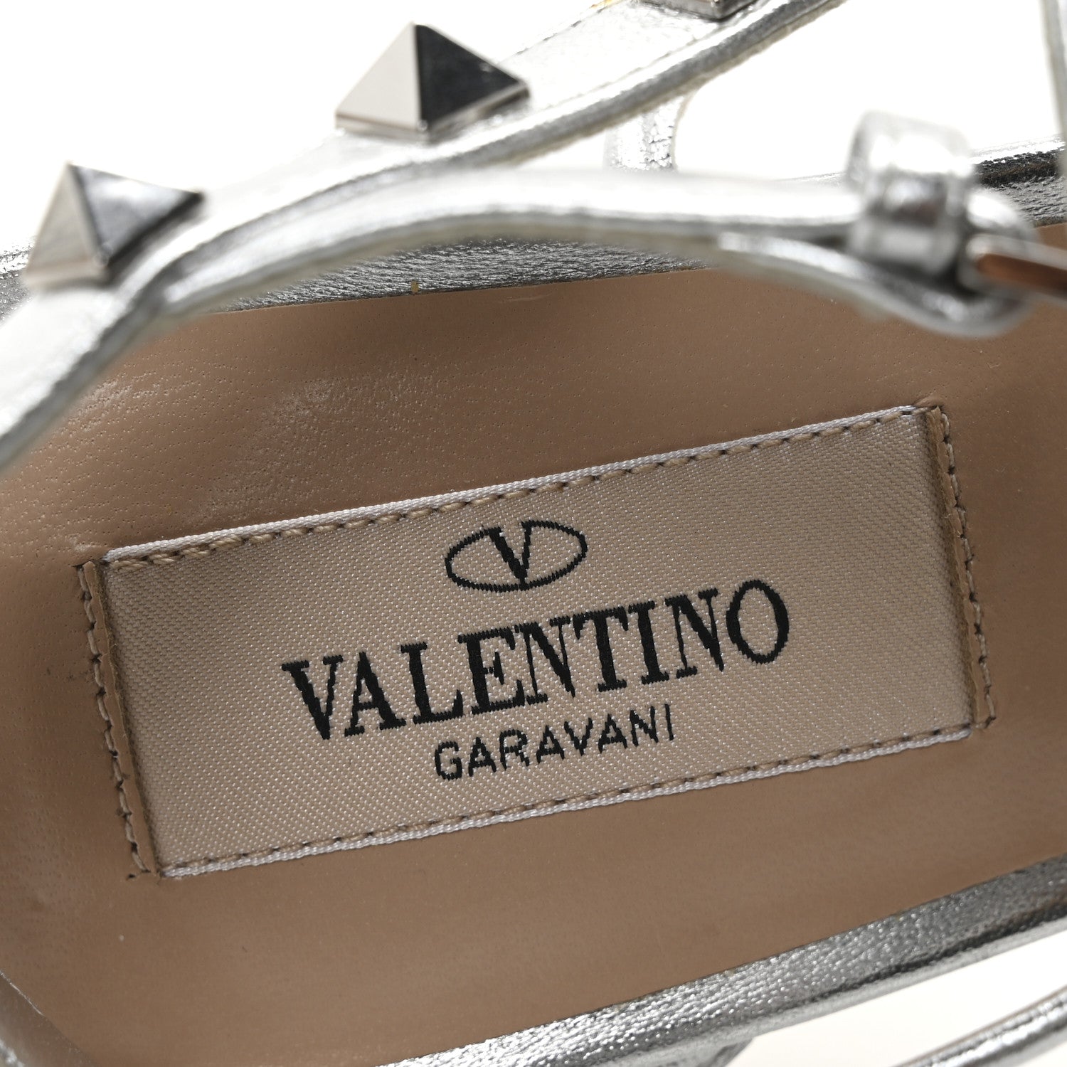 Valentino Garavani Metallic Nappa Rockstud Ankle T-Strap 100mm Sandals 39.5 Silver 8 of 8