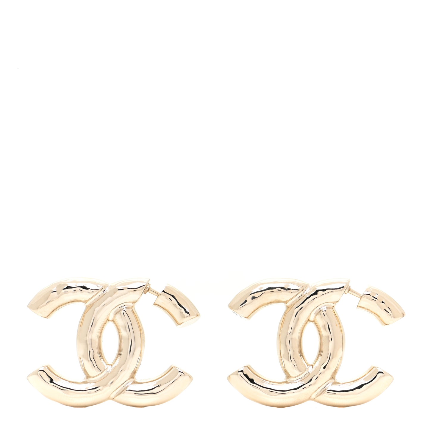Metal Large CC Earrings Light Gold