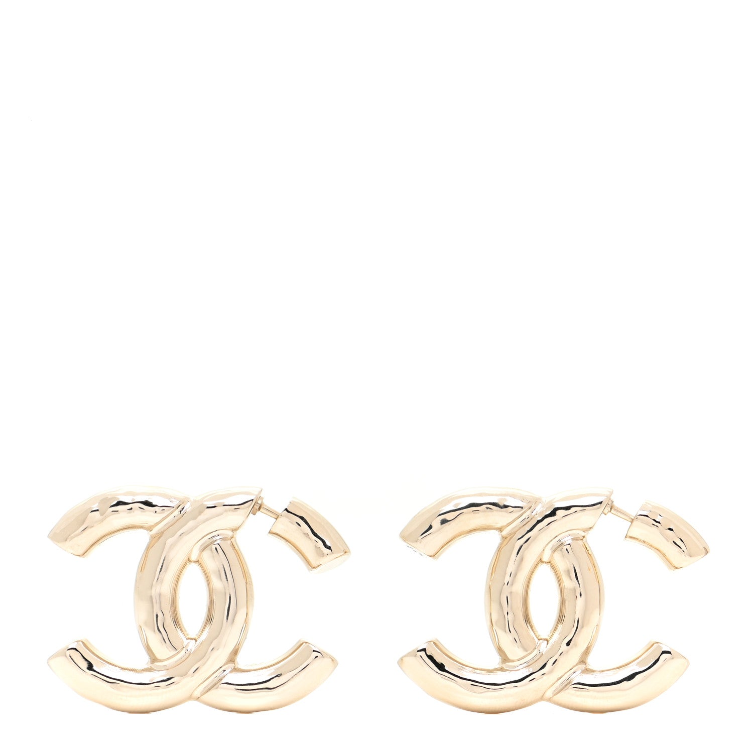 Chanel Metal Large CC Earrings Light Gold 1 of 6