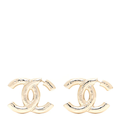Chanel Metal Large CC Earrings Light Gold 1 of 6