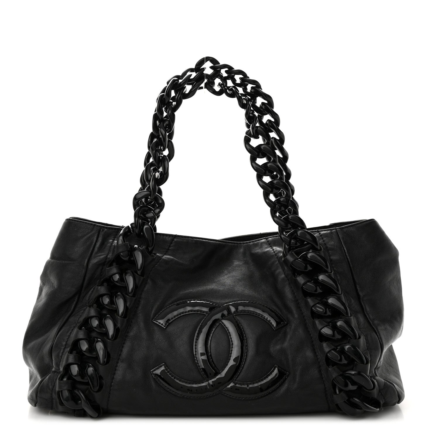 Chanel Calfskin Modern Chain Rhodoid East West Tote Black 1 of 14