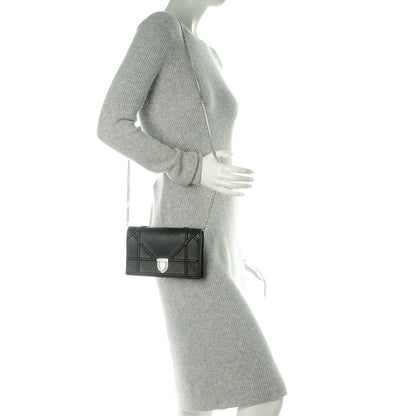 Christian Dior Grained Calfskin Diorama Wallet on Chain Pouch Black 2 of 8