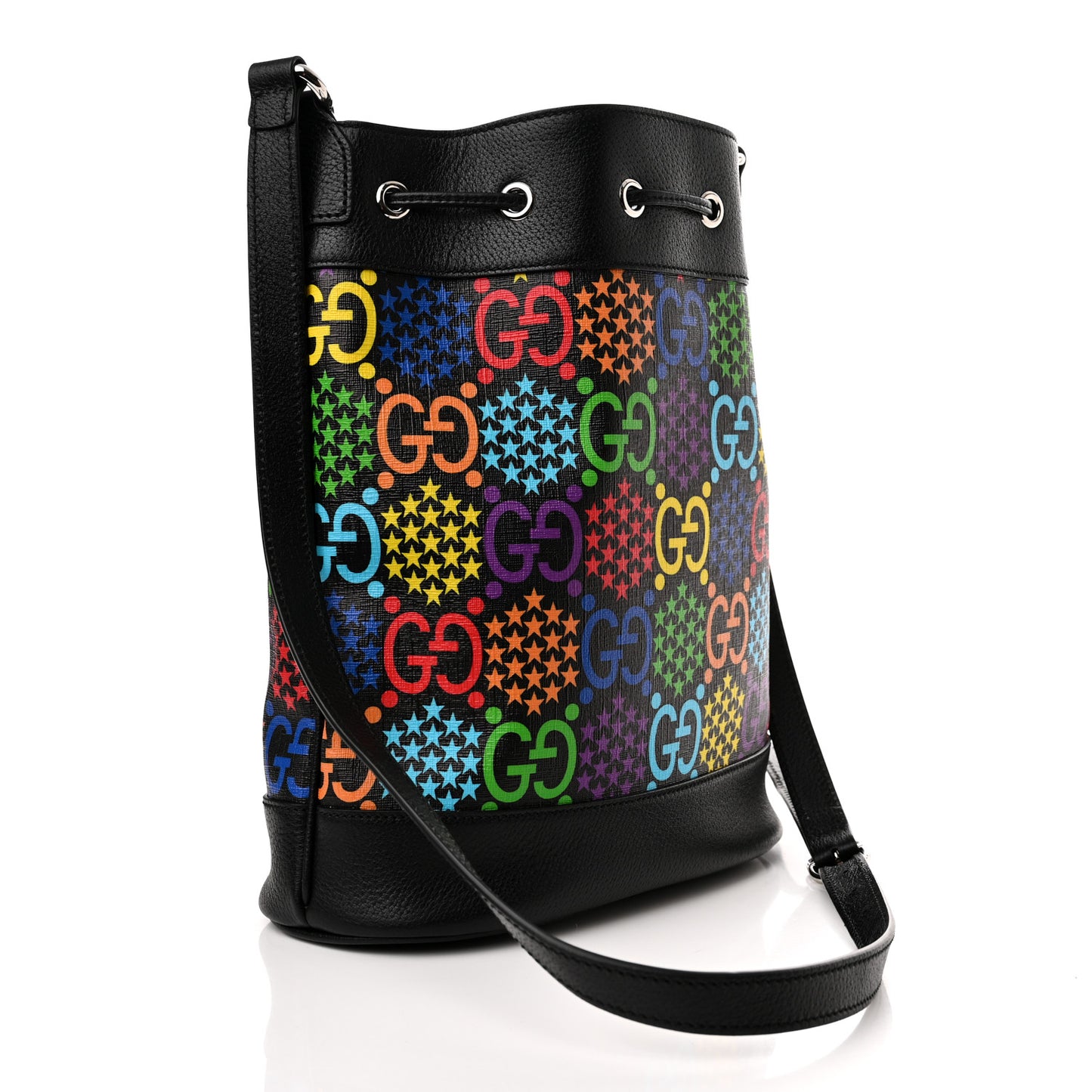GG Supreme Monogram Psychedelic Bucket Bag Black