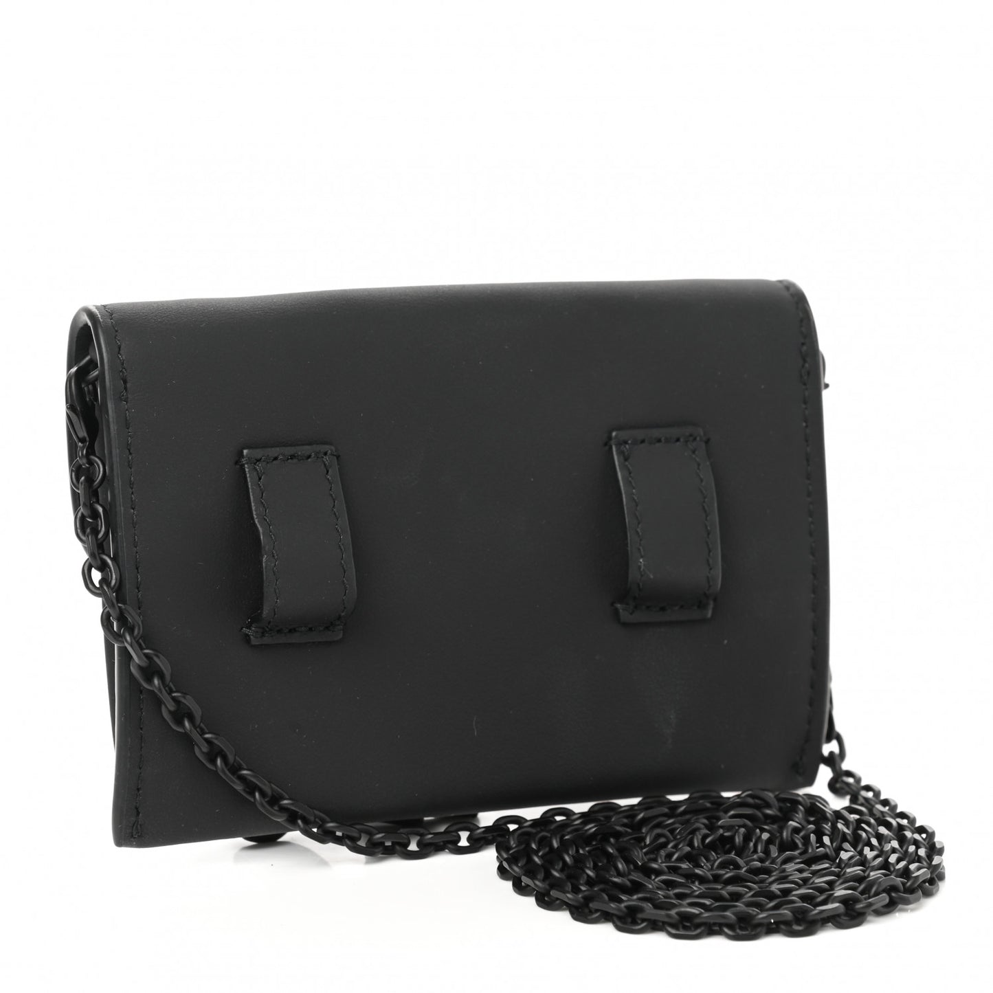Ultra Matte Calfskin Nano Saddle Chain Pouch Black