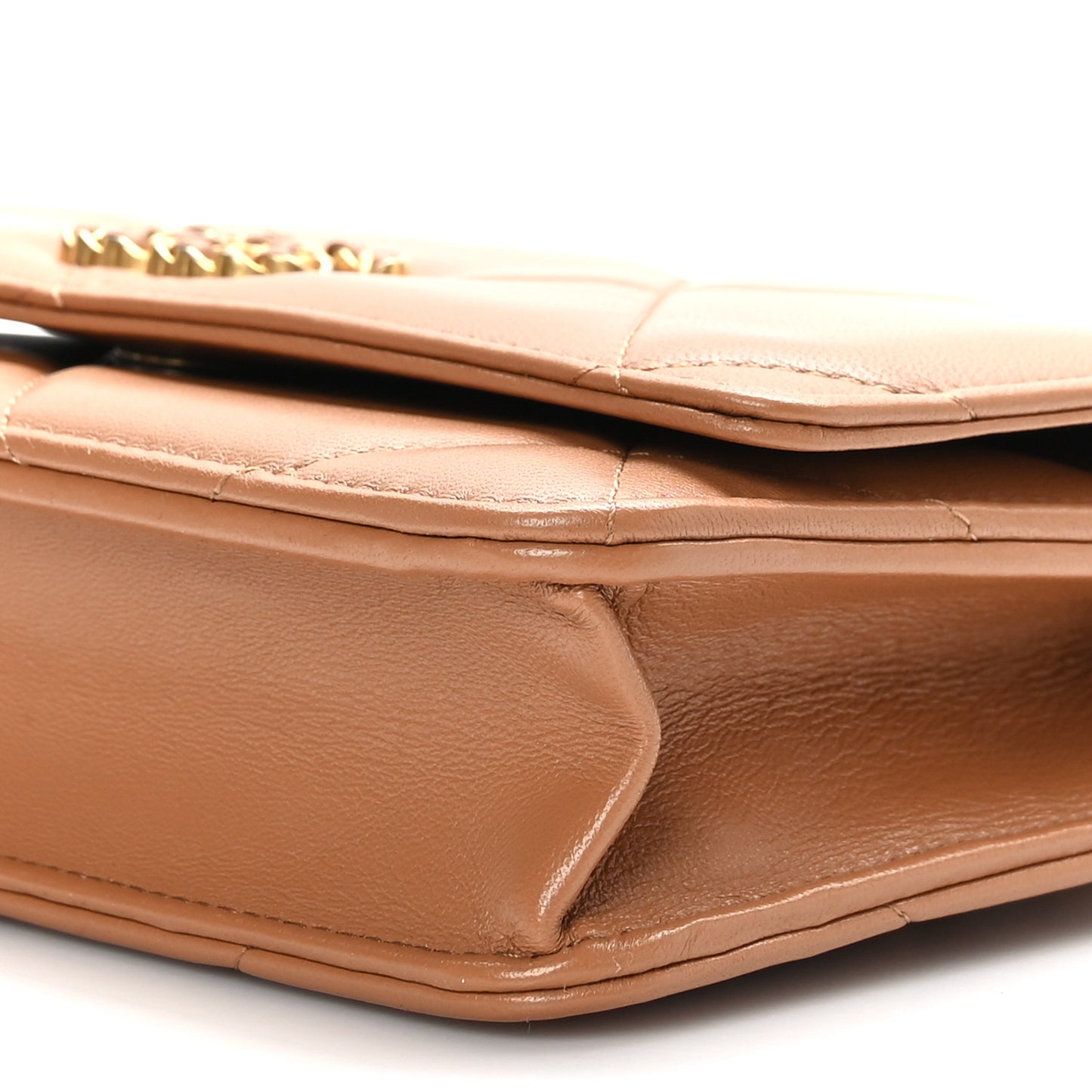 Lambskin Quilted Chanel 19 Wallet On Chain WOC Brown