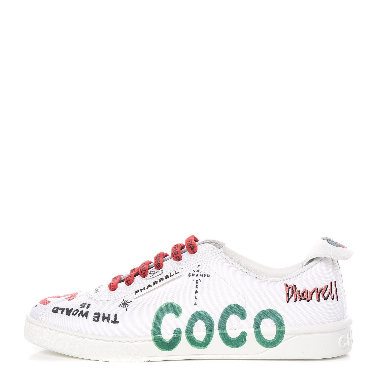 Chanel x Pharrell Williams Womens Canvas Sneakers 38.5 White 1 of 10