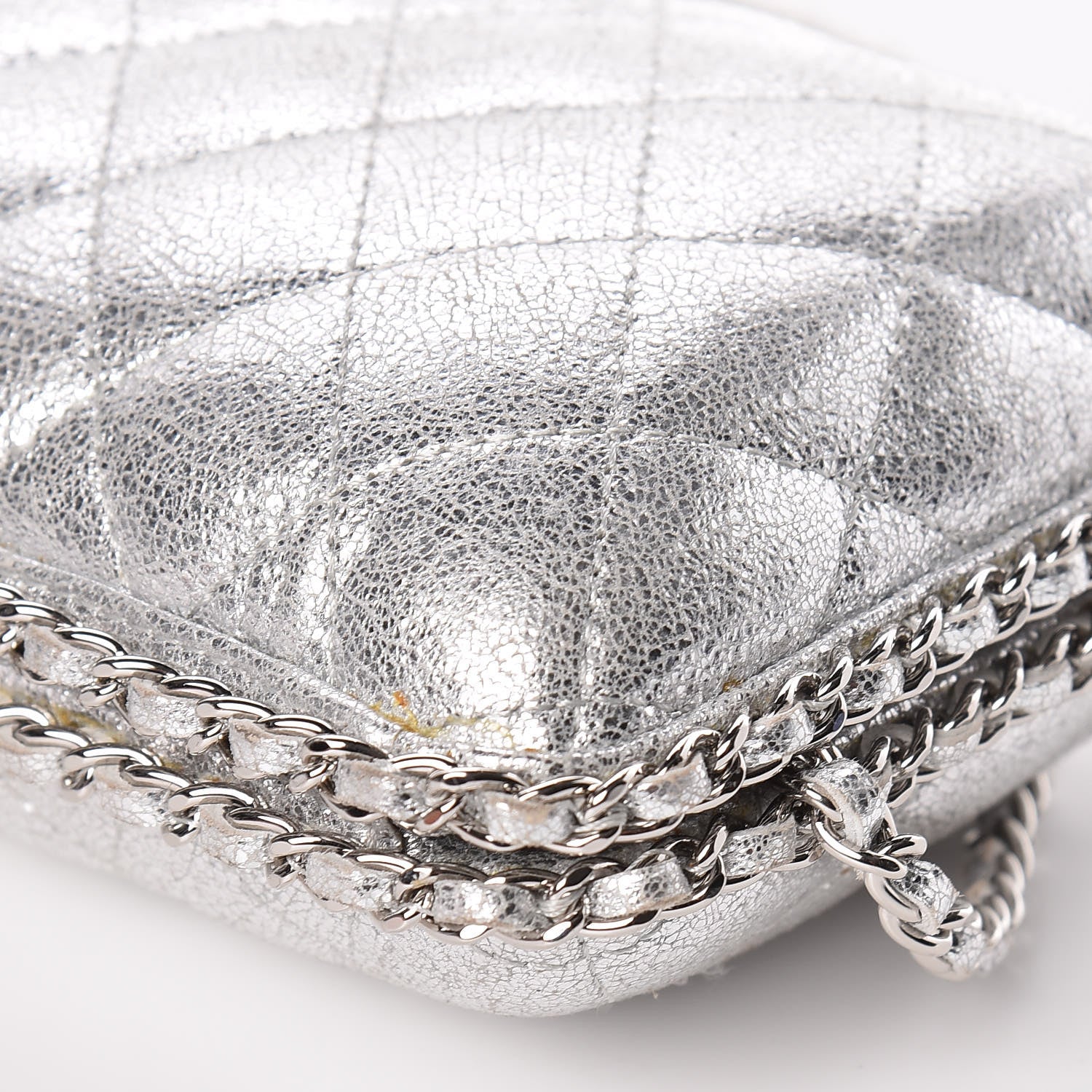 Chanel Metallic Lambskin Small Chain Around Clutch Silver 9 of 15