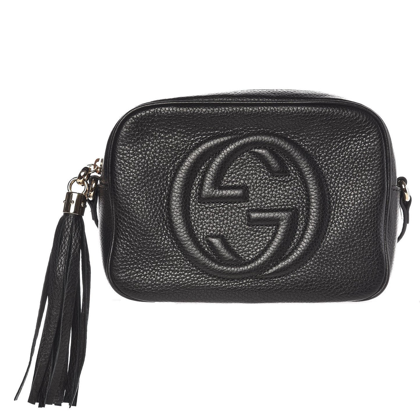 Pebbled Calfskin Small Soho Disco Bag Black
