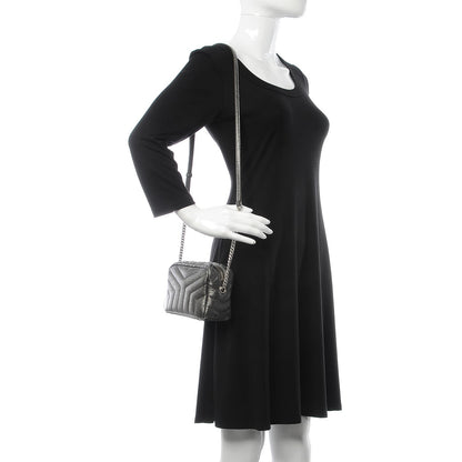 Saint Laurent Metallic Grain De Poudre Y Quilted Monogram Mini Loulou Camera Bag Gun Metal 2 of 7