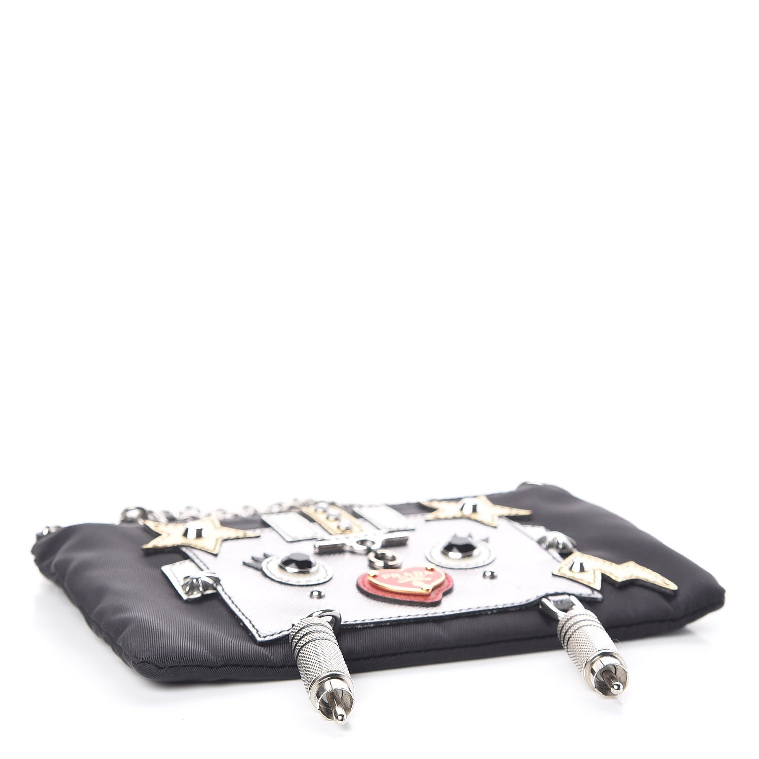 Prada Tessuto Nylon Robot Chain Pouch Black 4 of 10