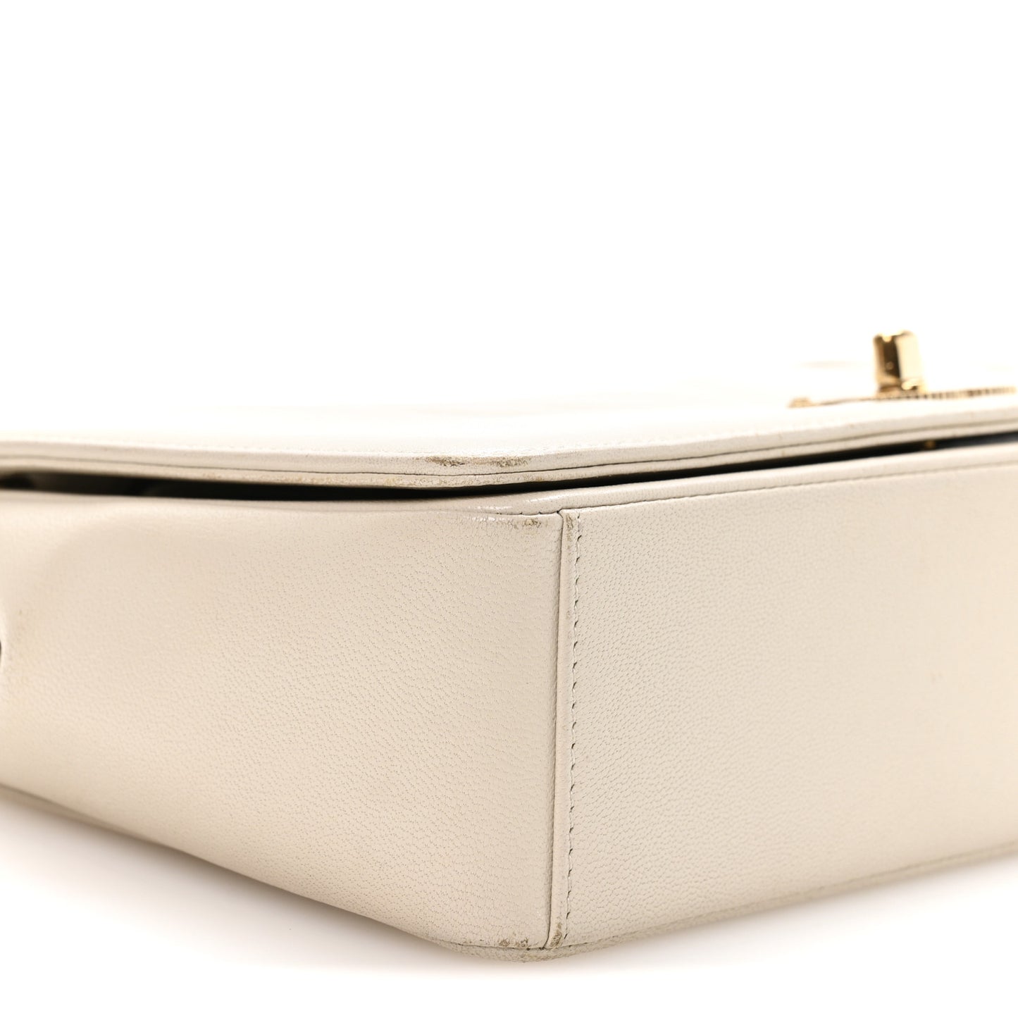 Sheepskin Chevron Quilted Medium Vintage Mademoiselle Flap White