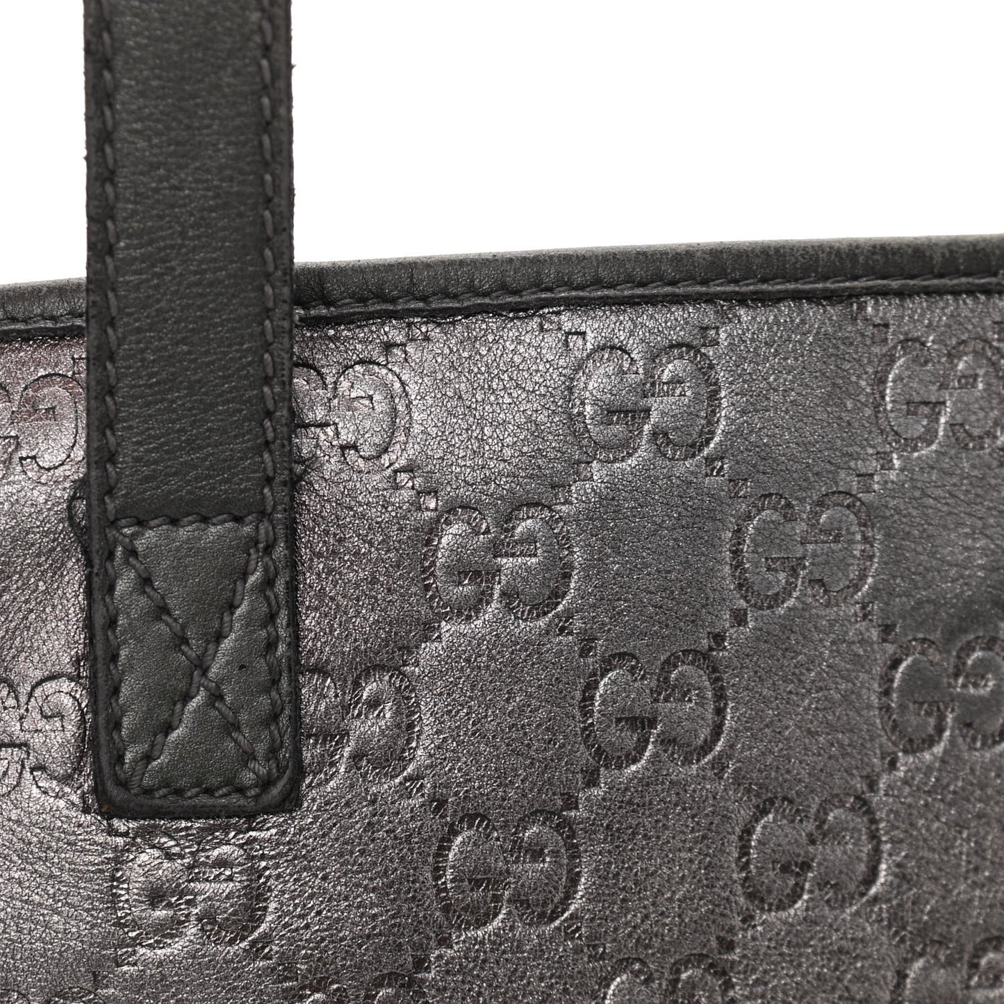 Metallic Guccissima Large Tote Dark Grey