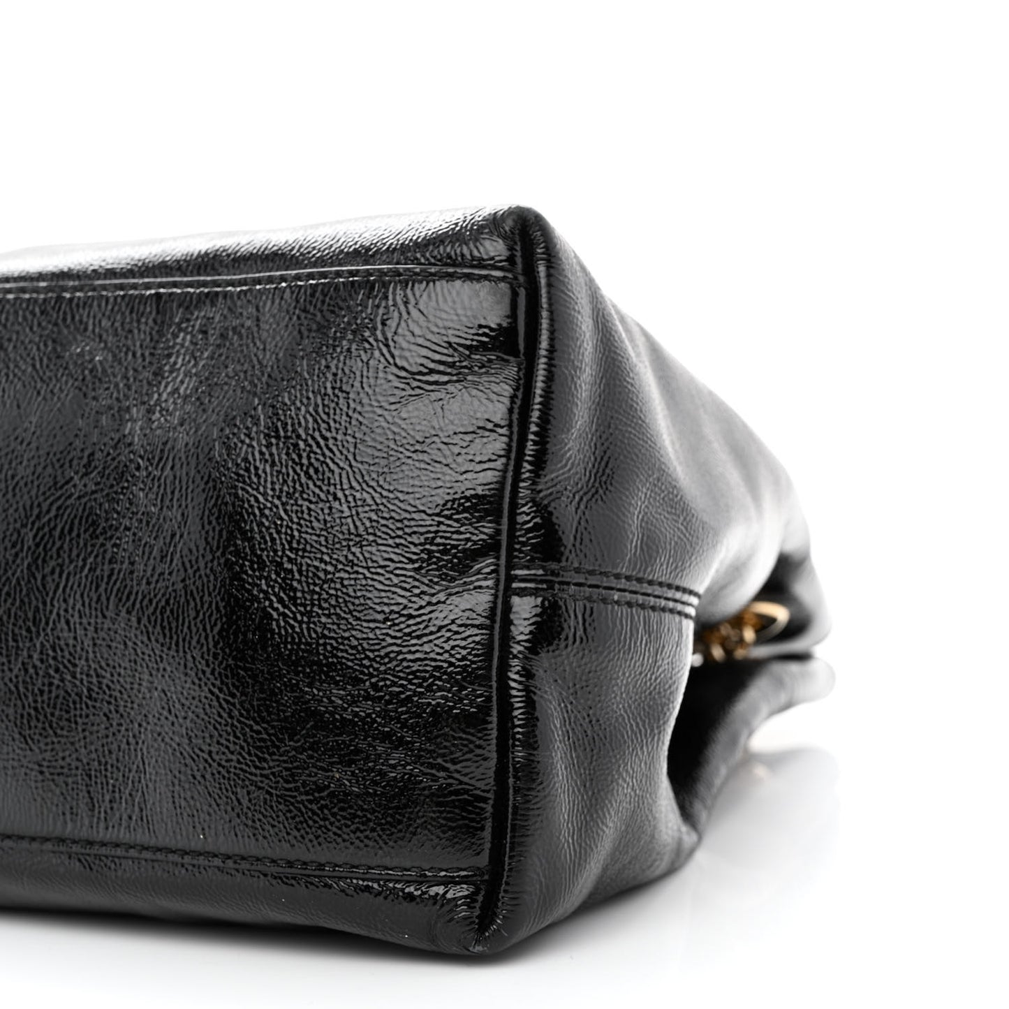 Patent Medium Soho Chain Shoulder Bag Black