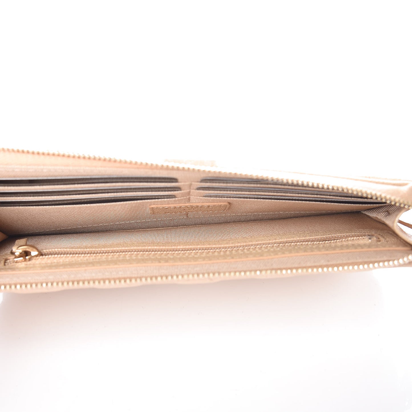 Iridescent Caviar Quilted Classic Pouch With Handle Beige